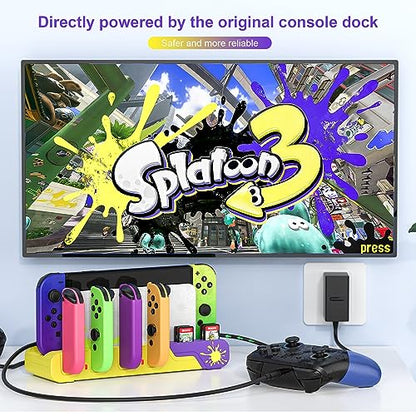 Switch Charging Station - Charges up to 6 Joycons with Game Card Storage Stand for Nintendo Switch & OLED Model Joycons (Designed for Splatoon 3) - color: Splatoon 3 Edition