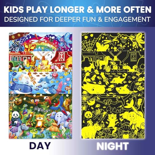 4 x 60 Piece Puzzles for Kids Ages 4-6 - Educational Kids Puzzles Ages 4-8 | Glow-in-the-Dark - Farm Bugs, Tropical and Ocean Animals - Toddler Puzzle - Learning Kids Games Ages 4-8 - Gift for Children - color: 4x60 Bugs