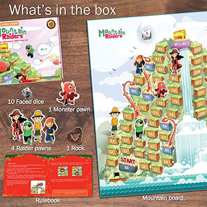 Addition Game - Fun Math Board Game for 7-9 Year Olds, Easy Start STEM Toy with Addition of 2 & 3 Digit Numbers (Moutain Raiders) - style: Moutain Raiders