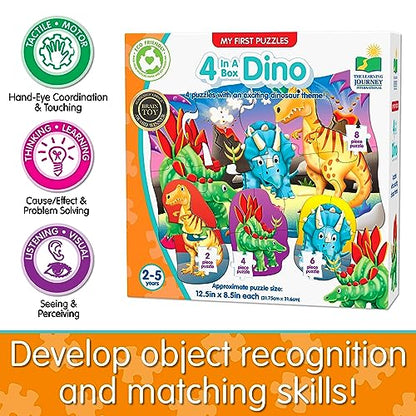 The Learning Journey: My First Puzzle Sets 4-In-A-Box Dinosaur – Dinosaur Puzzle Sets - Educational Toddler Toys & Activities for Children Ages 2-5 - style: Dino