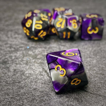Sage’s Portal Stones DND Dice Set Acrylic Opaque 7-PC Polyhedral DND Dice Set for Dungeons and Dragons D&D Sage’s Cantrips RPG Tabletop TTRPG (Purple/Mica) - color: Purple/Mica