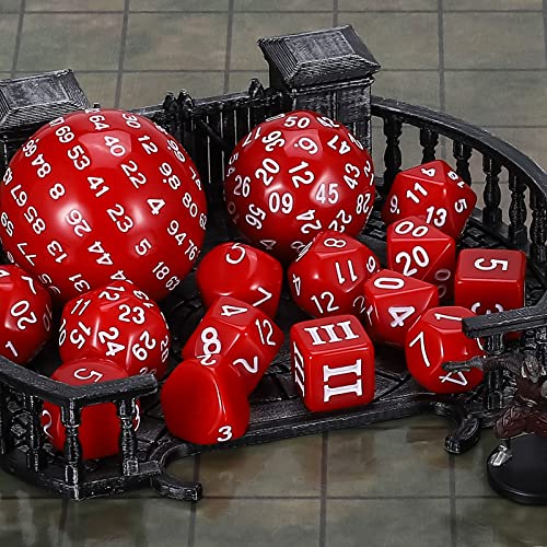 CiaraQ DND Polyhedral Dice Set (15pcs) D4-D100 Game Dice with Dice Bag | Acrylic Role Playing Dice for Dungeons and Dragons MTG Table Games (Red & White) - color: Red & White