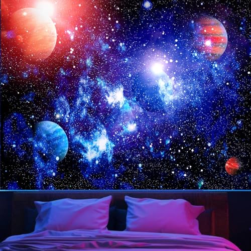 Apdidl Blacklight Space Tapestry for Bedroom, Galaxy Sky Backdrop Aesthetic | Black Light Night Starry Stars Universe Tapestries, Outer Space Nebula Wall Hanging for Living Room Dorm Decor (51'' x 60'') - color: UV Space Tapestry, size: 60"L x 51"W