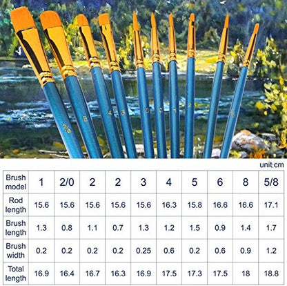 Acrylic Paint Brush Set, 50 Packs / 500 pcs Nylon Hair Brushes for All Purpose Oil Watercolor Painting Artist Professional Kits - size: 500pcs