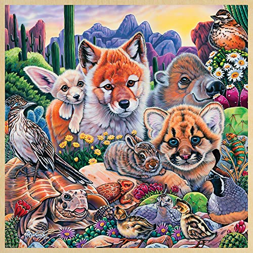 Masterpieces 48 Piece Fun Facts Jigsaw Puzzle for Kids - Desert Friends Wood Puzzle - 12"x12" - style: Desert Friends