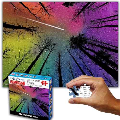 Think2Master Hard Impossible Challenging The Enchanted Forest 1000 Pieces Large Format Jigsaw Puzzle for 13+, Teens, Adults & Families. Beautiful Vibrant Gradient Artwork Size: 26.8” X 18.9” - style: Enchanted Forest