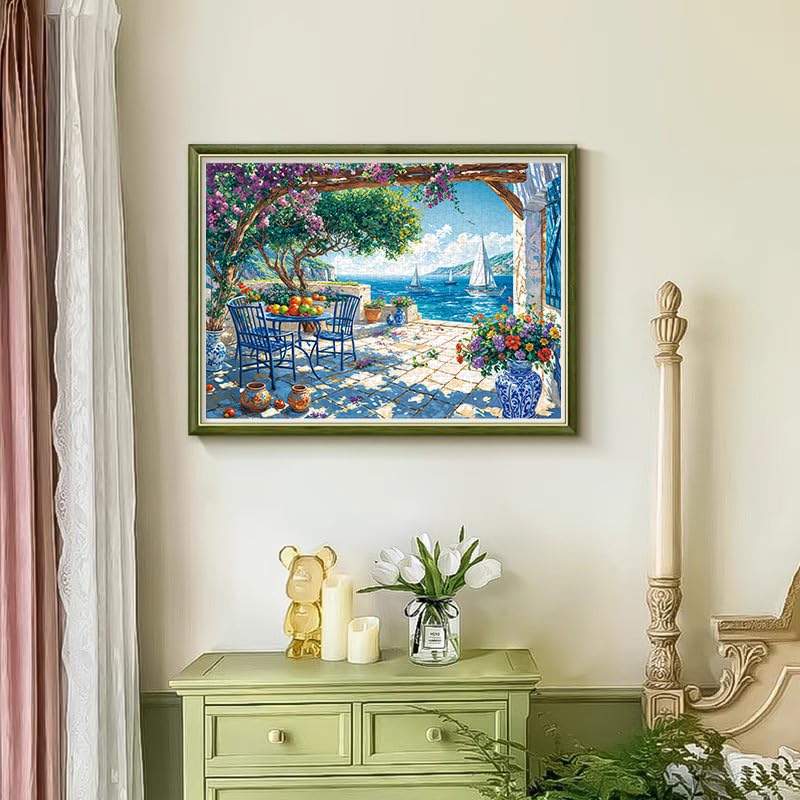 Puzzles for Adults 1000 Pieces,Summer Coast Jigsaw Puzzle with 1:1 HD Poster, Perfect Interlocking No Dust, Stress Relief Ideal Gift for Family Games - color: Summer Coast