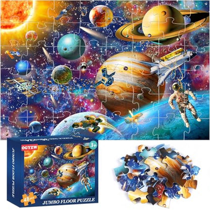 Jumbo Floor Puzzles for Kids Ages 4-6, 48 Pieces Solar System Puzzles | Extra-Thick Large Piece Floor Puzzles for Kids Ages 3-5, Preschool Educational Learning Planet Toys, Gift for Boys & Girls