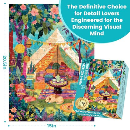 Camping 300 Piece Jigsaw Puzzles, Tropical Glamping 300 Piece Puzzle for Adults, Perfect for Family Time, Home Wall Decor, Great Gift for Adults, Seniors, 20.5 x 15 in - style: Tropical Glamping