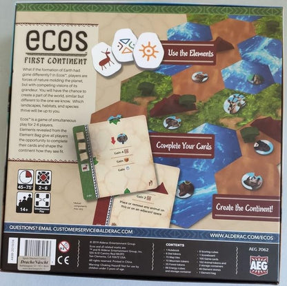 Ecos: The First Continent Board Game, Build Nature and Animals, Unique Mechanics, Challenging Strategy, Ages 14+, 2-6 Players, 45-75 Min, Alderac Entertainment Group (AEG)