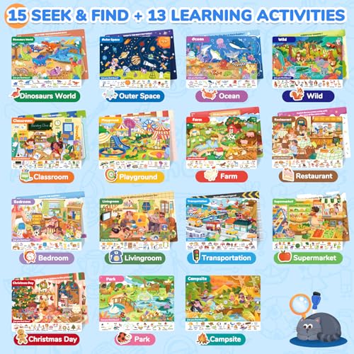 JoyCat Seek & Find Game Books - Preschool Learning Activity for 3-8 | Toddlers & Kids, Travel Activities Toys for Road Trip Car Airplane, Busy Book, Birthday Gifts for Girls and Boys Ages 4-8 - style: 2. Seek & Find