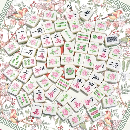 Birds Mahjong Table Mat, Flowers Non-Slip Noise Reduction Mah Jong Mat with Carrying Bag, Game Table Cover for Mahjongs Poker Card, Festival Birthday Gift for Mahjong Lovers, 31x 31In - color: Birdflower