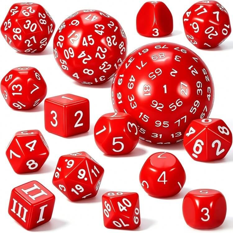CiaraQ DND Polyhedral Dice Set (15pcs) D4-D100 Game Dice with Dice Bag | Acrylic Role Playing Dice for Dungeons and Dragons MTG Table Games (Red & White) - color: Red & White