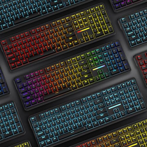 Redragon K745 Wired Gasket RGB Gaming Keyboard, 108 Keys Mechanical Keyboard w/Extra 4 Hotkeys, Upgraded Hot-swappable Socket, 5-Layer Noise Dampening, Creamy & Thocky Custom Linear Switch - color: Essential Black, size: 108 Keys