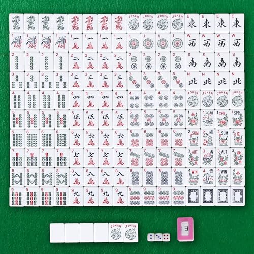 Nova Microdermabrasion American Mahjong Mah Jongg Set 166 Tiles 4 All-in-One Color Rack/Pushers Soft Bag Full Size Complete Mahjongg Ma Jong Set (Blue) - color: Blue