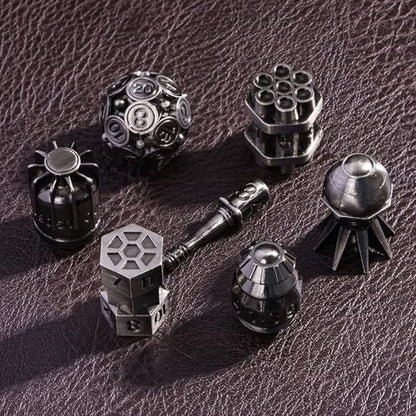 UDIXI Metal DND Dice Set 7PCS RPG Polyhedral Metal D&D Dice Set Nickel | Bomb Shape, Solid Metal, Cool Design, Leather Pouch Packaging, for Dungeons and Dragons Role Playing Games Tabletop Games - color: Ancient Silver