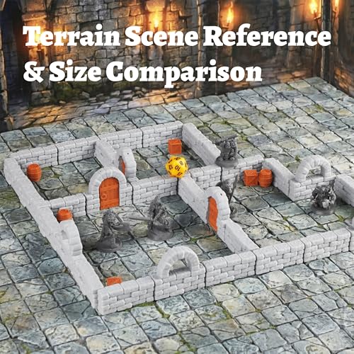 AUSPDICE Dungeon Walls, 40-Piece 28mm DND Terrain Modular System | 40 Straight Walls for Fantasy Tabletop RPGs, Wargaming, Game Masters, Christmas and Halloween Gifts, FF204-Expansion Pack 1 - color: Expansion Pack 1