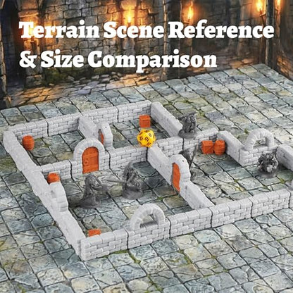 AUSPDICE Dungeon Walls, 40-Piece 28mm DND Terrain Modular System | 40 Straight Walls for Fantasy Tabletop RPGs, Wargaming, Game Masters, Christmas and Halloween Gifts, FF204-Expansion Pack 1 - color: Expansion Pack 1