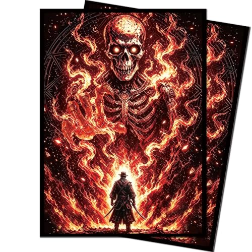 100 Count Card Sleeves Compatible with MTG, Ultra Clear Front & Matte Finish Back, Standard Size TCG Art Sleeves for Trading Cards (Hellfire Skeleton Duel) - color: Hellfire Skeleton Duel