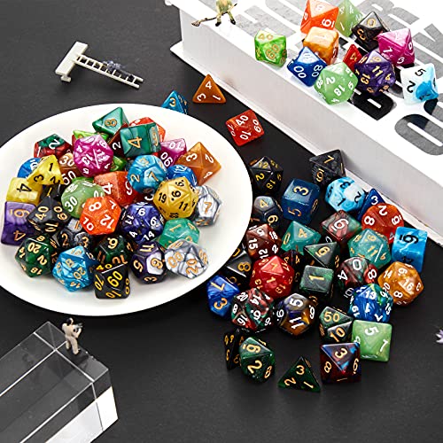 Coyeekn 25-Set DND Polyhedral Dice with Storage Pouch | 175 Total Polyhedral Dice, 7 Per Set, 25 Complete Dice Sets (D4-D20), Great for D&D, MTG & Tabletop RPG Games - color: 25set-175pcs