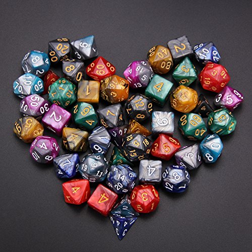 Polyhedral Dice Set, 49 Pieces - 7 Sets of RPG Dice with 1 Bag for Dungeons and Dragons D&D RPG MTG Board Games, Includes D20, D12, D8, D6, D4, D10 (0-9) and D10 (00-90)