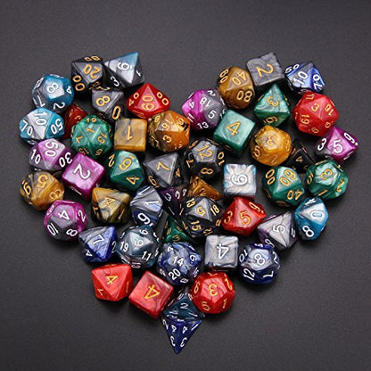 Polyhedral Dice Set, 49 Pieces - 7 Sets of RPG Dice with 1 Bag for Dungeons and Dragons D&D RPG MTG Board Games, Includes D20, D12, D8, D6, D4, D10 (0-9) and D10 (00-90)
