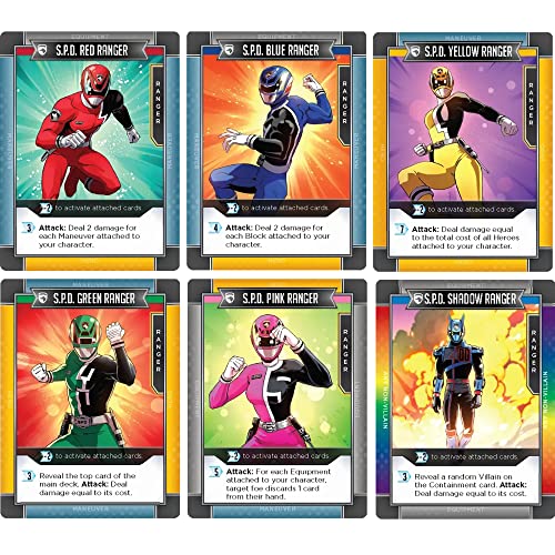 Renegade Game Studios Power Rangers Deck-Building Game S.P.D. Expansion | Stackable card strategy for 2-4 players. Galactic police theme with B-Squad and unique villain attachment mechanics