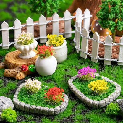 WDAHDHP Miniature Colorful Cluster Flower, 70Pcs Vegetation Groups Static Grass Tufts for DIY Craft Train Landscape Railroad Scenery Sand Military Layout Model Miniature Bases and Dioramas