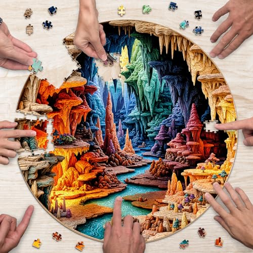 Puzzles for Adults 1000 Pieces, 3-D Visual Cave Jigsaw Puzzles 1000 Pieces for Adults, Puzzles with Letters On Back, Challenging Family Game, 26.5 x 26.5in - color: 3-d Visual Cave