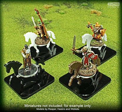 LITKO Horse Mount | Compatible with D&D & Pathfinder | 50mm Square | Grey | Turns a 30mm (1.25-inch) hero into a saddled rider | 2-inch footprint | Includes steed + clear acrylic base | Glue assembly - color: Grey, style: 2-Inch Square Base