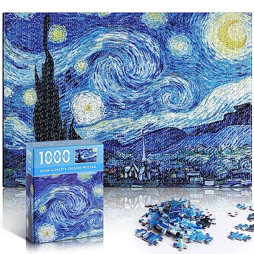 Puzzle for Adults 1000 Pieces Van Gogh Starry Night Puzzle Artwork Jigsaw Puzzle Family Game (28''x 20'') - color: Starry Night(van Gogh)