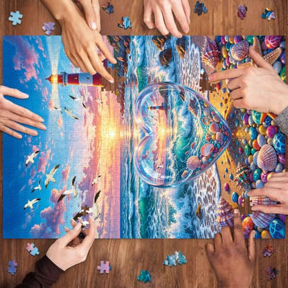 Love Pebbles Beach Puzzles for Adults 1000 Pieces | 1:1 HD Poster,Letter Markings on Back,Matte Oil,High Bite Force - color: Love Pebbles Beach