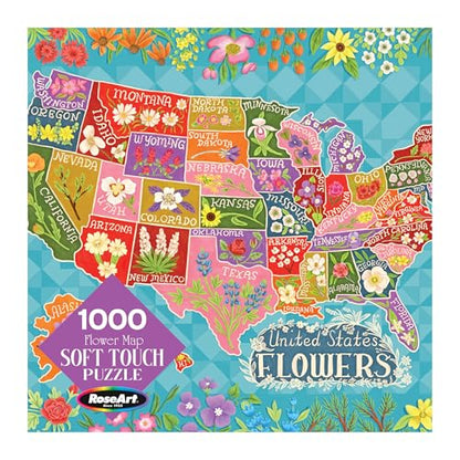 RoseArt - Soft Touch - Flower Map - 1000 Piece Jigsaw Puzzle for Adults - style: Flower Map