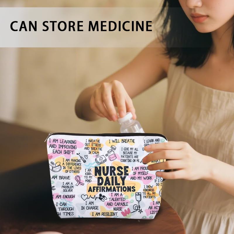 Motivational Encouragement Nurse Gifts for Nursing Student Teacher Graduation Birthday Gifts Inspirational Nurse Practitioner Makeup Bags Nurses Week Day Appreciation Gift for Coworker - color: Daily Nurse
