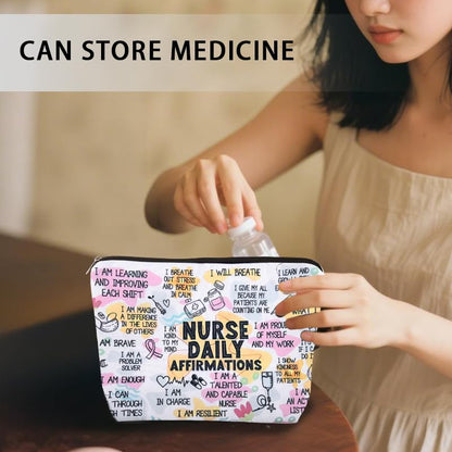 Motivational Encouragement Nurse Gifts for Nursing Student Teacher Graduation Birthday Gifts Inspirational Nurse Practitioner Makeup Bags Nurses Week Day Appreciation Gift for Coworker - color: Daily Nurse