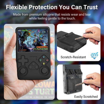 Silicone Case for R36S Handheld Game Console Protective Case with Lanyard Button Cover Accessory for Gift (Black) - color: black