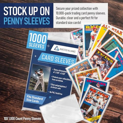 Premium Penny Sleeves for Trading Cards | Soft Trading Card Sleeves for Baseball Cards, Ultra Clear Plastic Pro Sports Card Sleeve, Football, MTG Collector Sleeve (Standard + Thick Options Available) - style: Standard - 10,000 Count