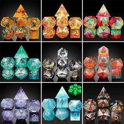 DNDND Mystery DND Dice,Random Sharp Edge Dice Set with Gorgeous Gife Case for Dungeons and Dragons (Mystery Sharp Dice) - color: Mystery Sharp Dice