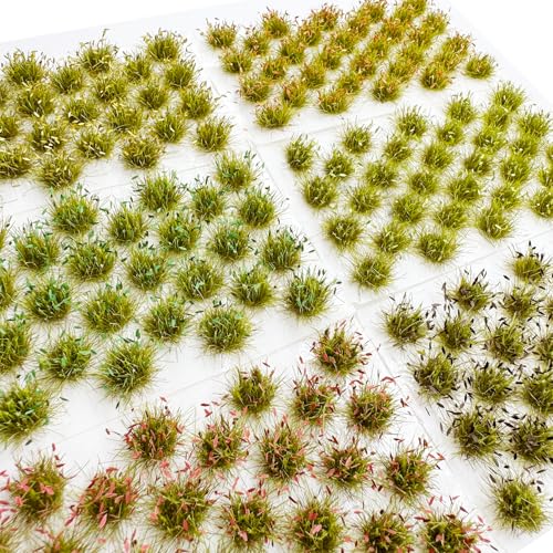 Cayway Miniature Grass Cluster, Static Tuft Model Vegetation Groups for DIY Train Landscape Railroad Scenery, Flower (Green and Red) - color: Green and Red