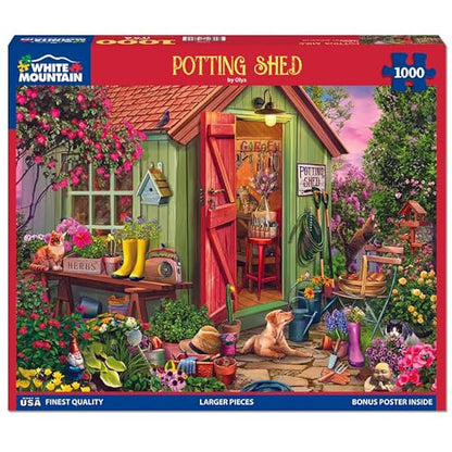 White Mountain 1000 Piece Jigsaw Puzzle Colorful Flower Garden Puzzles with Large Pieces for Adults and Family 24"x30" - Potting Shed