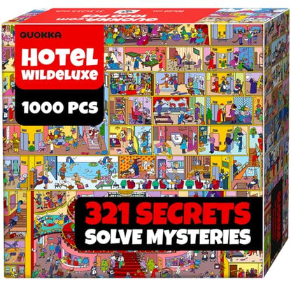 1000 Piece Puzzle for Adults – Jigsaw Puzzles for Adults 1000 Pieces | Hotel Wildeluxe Jigsaw Puzzles – Hidden Secrets & Audio Story – Premium Box Packaging – Extra Fun Challenges - color: Wildeluxe