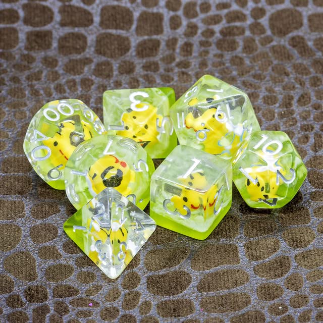 Sage's Portal Familiars and Reagents Resin DND Dice Set Polyhedral Dice Set for Dungeons and Dragons RPG Tabletop TTRPG (Bumble Bee) - color: Bumble Bee