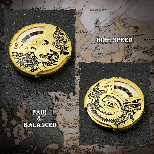 Dragon Roulette Spinner Dice DNDND 7-in-1 Fidget Spinner Metal DND Dice Set with Luxurious Gift Box for Dungeons and Dragon and Tabletop Game (Gold with Black) - color: Dragon Gold