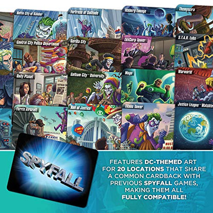 DC Spyfall - The Perfect Party Game - Find The Joker Before Time Runs Out - for 3 to 8 Players - Board Games for Teens and Adults - Featuring Batman, Superman, Wonder Woman, and More - Ages 13+