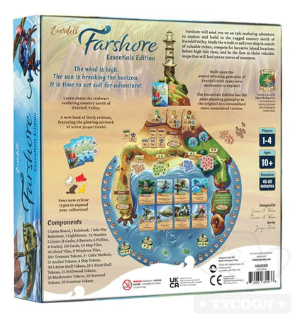 Everdell Farshore Essentials Edition | Standalone Strategy Tabletop Game with Fresh Mechanics | Explore the Northern Shores of Everdell | 2–4 Players | Age 10+ | Fantasy Tabletop Game