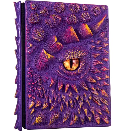 3D Dragon Eye Embossed Journal,Resin Engraving Notebook,Dnd notebook for Dragon Lovers ，Blank Paper,Hardcover Travel Notepad for Writing,Sketchbook,Collection,Gift,Decoration A4 and A5 Size - color: A5-Purple