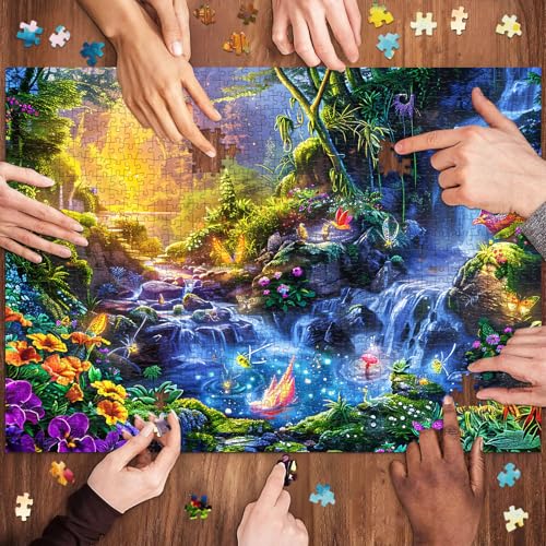 Puzzles for Adults 1000 Pieces,Magic Lake Jigsaw Puzzle with 1:1 HD Poster, Perfect Interlocking No Dust, Stress Relief Ideal Gift for Family Games - color: Magic Lake