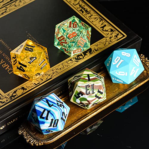 55mm 20 Sided DND Dice, Giant D20 D&D Polyhedral Dice Large D20 with Die Gift Box for Dungeons and Dragons, RPG Table Games (Transparent Green Bubbles) - color: Transparent Green Bubbles