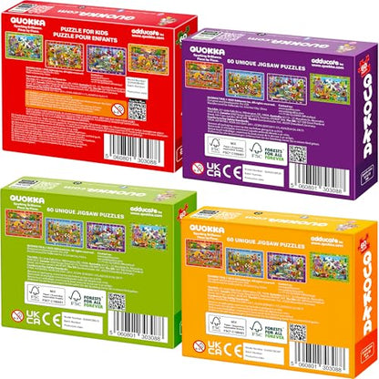 Puzzles for Kids Ages 6-8 - 4 x 60 Piece Jigsaw Kids Puzzles Ages 4-6 | Search & Find Kids Puzzles Ages 5-8 - Animals and Bugs - Educational Learning Gift for Toddlers 3 Year Olds - color: Birds & Bugs