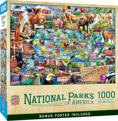 MasterPieces - 1000 Piece Jigsaw Puzzle, National Parks of America, Fun for Adults, Family, Kids 19.25"x26.75" - style: National Parks